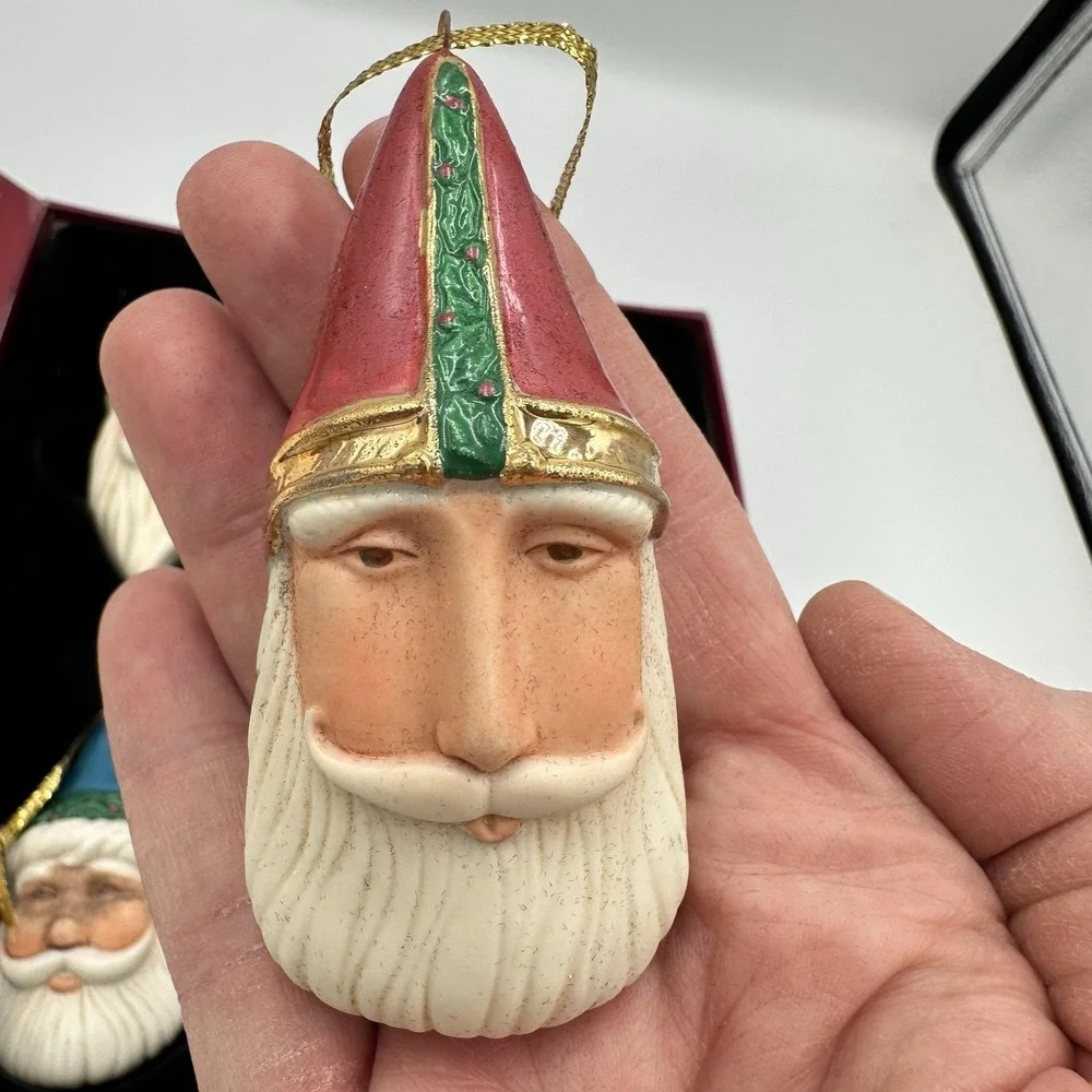 Vintage 2001 Hallmark‎ Legend Of Santa Claus Porcelain Ornaments Set Of 5 Xmas